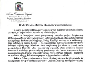List delegata papieskiego Tommaso Caputo